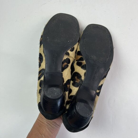 Nine West Leopard Print Calf Hair heel Ballet Pump 8 Cheetah Vtg Y2K Preppy Shoe - Picture 13 of 14